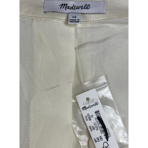 Madewell Button Front Vest Top Womens 16 Satin Cake Batter Cream Silky Capsule - Picture 6 of 8